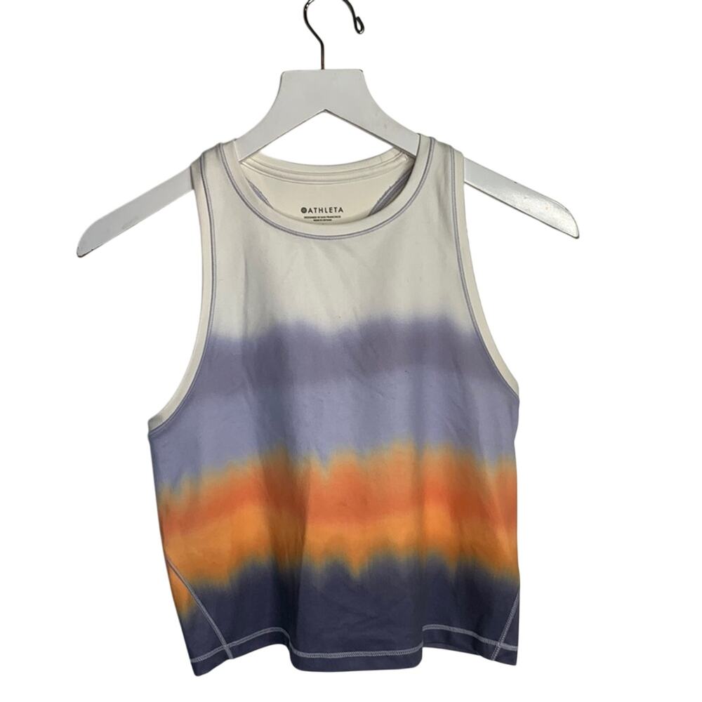 Athleta Shanti Crop Tank Top Multicolor Striped Sleeveless Pullover W-920 Sz S